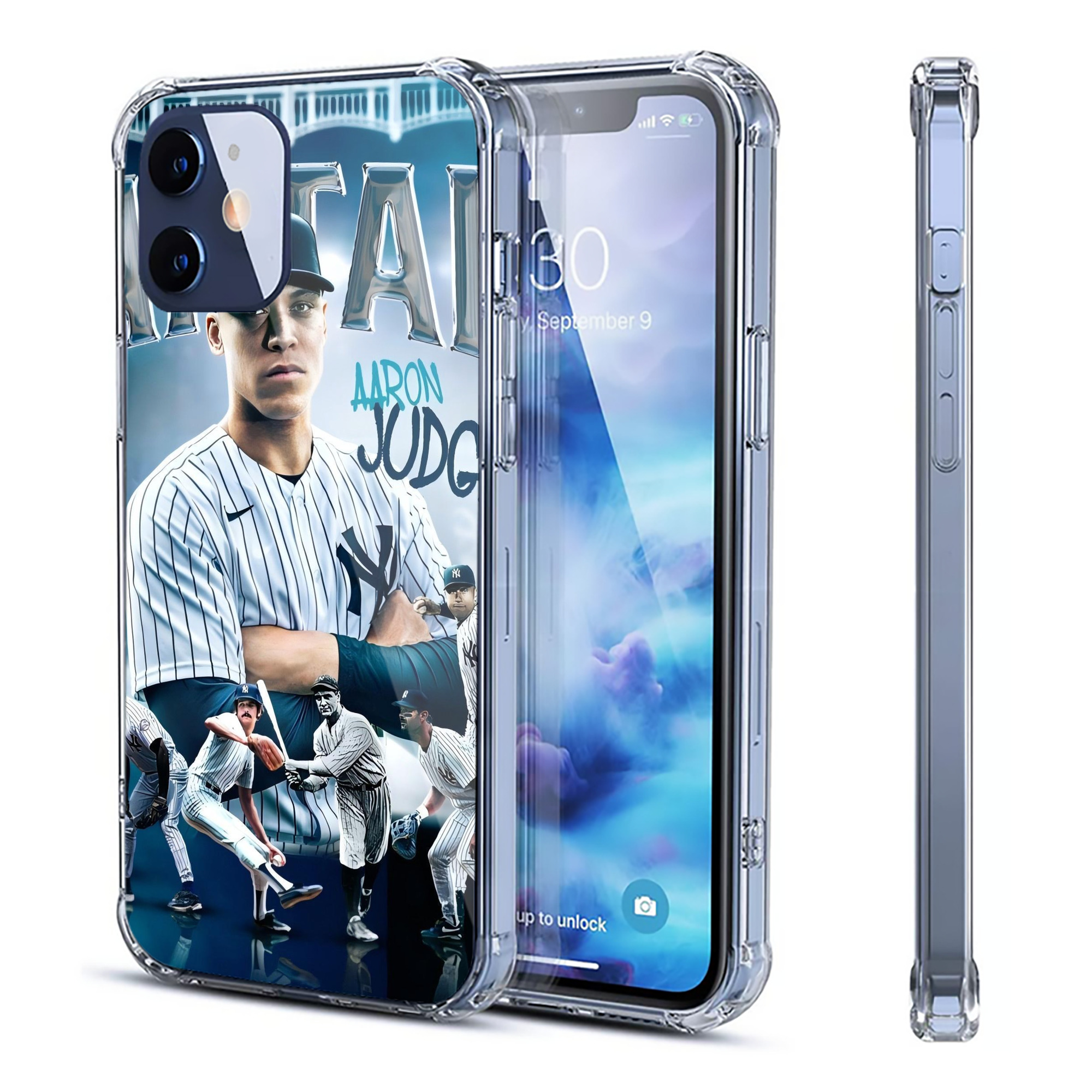Aaron Judge Yankees Captain Clear IPhone 12 Case – Soft TPU With UV Print – Enhanced Drop Protection, Precise Fit, Anti-Fingerprint, Customizable Design, Scratch-Resistant, Yellow-Resistant
